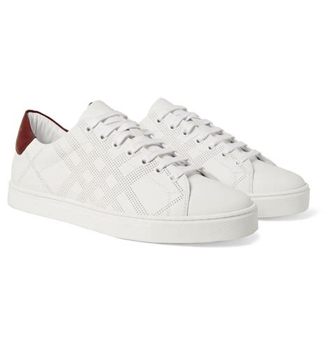 burberry men's white perforated leather